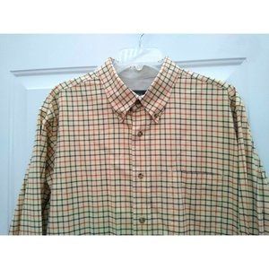 Eddie Bauer Mens Sz Large Long Sleeve Plaid Button Up Shirt Yellow